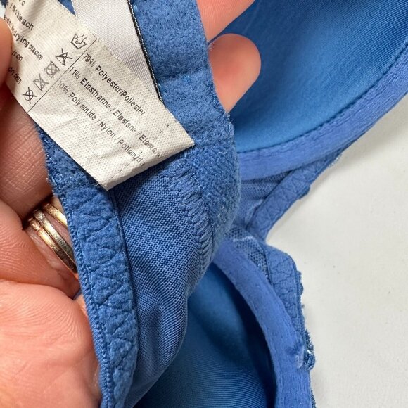 Simone Perele 34 Bra Underwired Blue Smooth Floral Mesh Bow Adjustable Straps - Picture 10 of 10